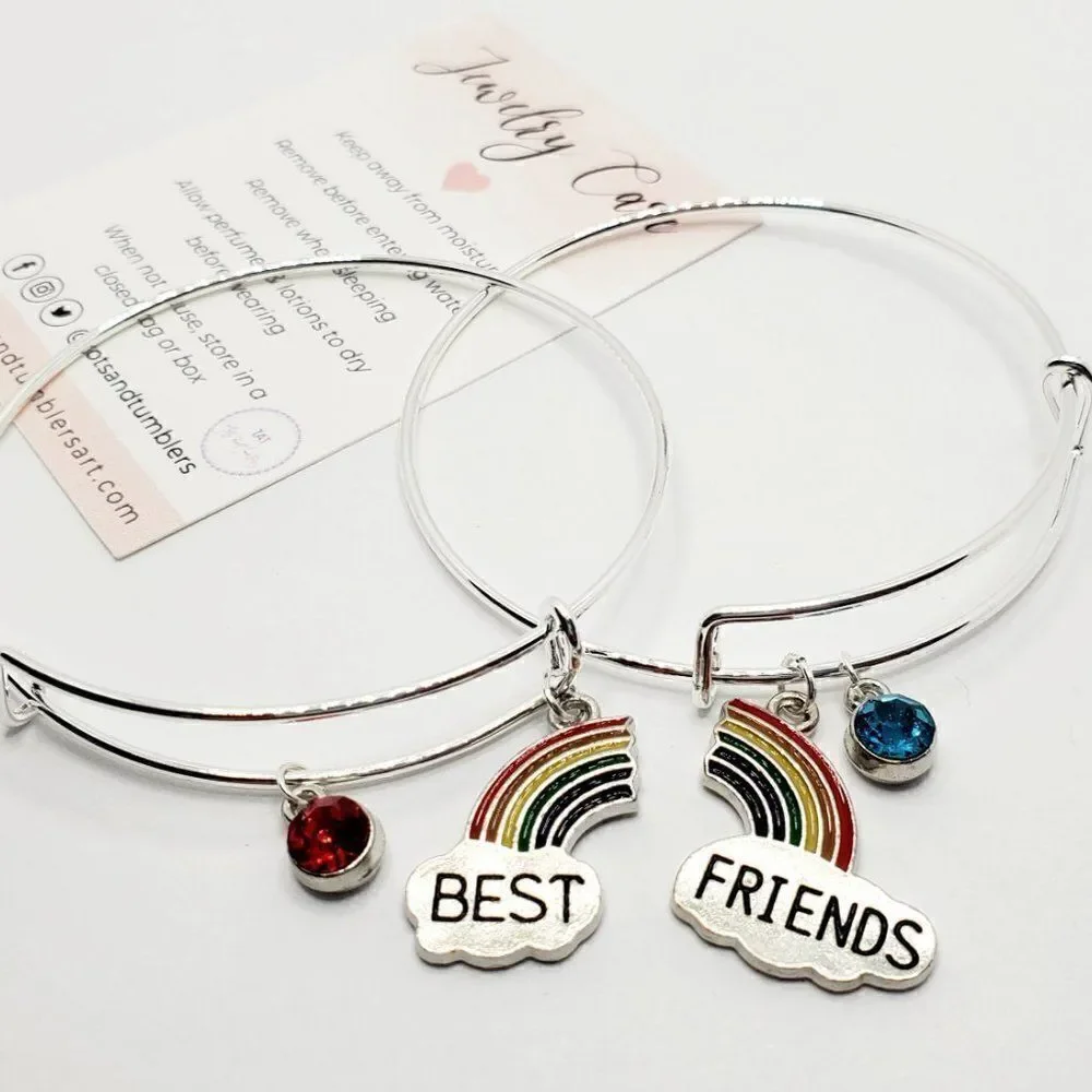 Silver Best Friend Set of 2 Charm Bracelets, Best Friend Gifts
